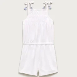 Girls' smocked romper in towel terry