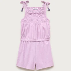 Girls' smocked romper in towel terry