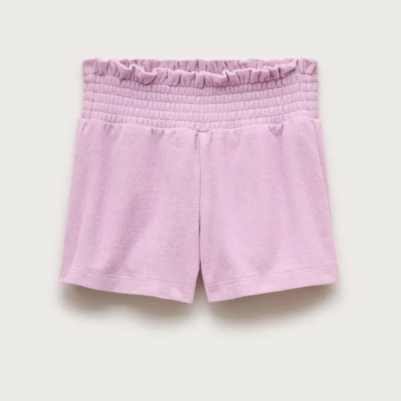 Girls' smocked short in towel terry