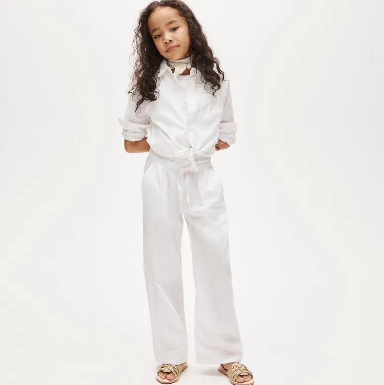 Girls' Soleil pant in linen-cotton blend