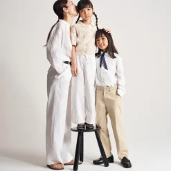Girls' Soleil pant in linen-cotton blend
