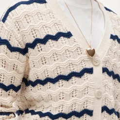 Girls' squiggle cotton cardigan in stripe