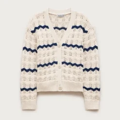 Girls' squiggle cotton cardigan in stripe