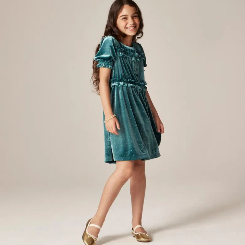 Girls' studded velvet dress