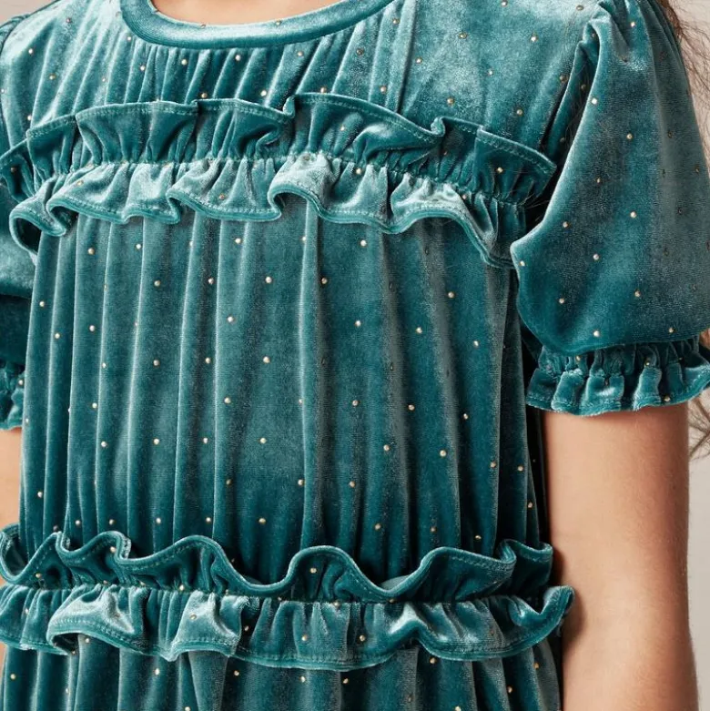 Girls' studded velvet dress