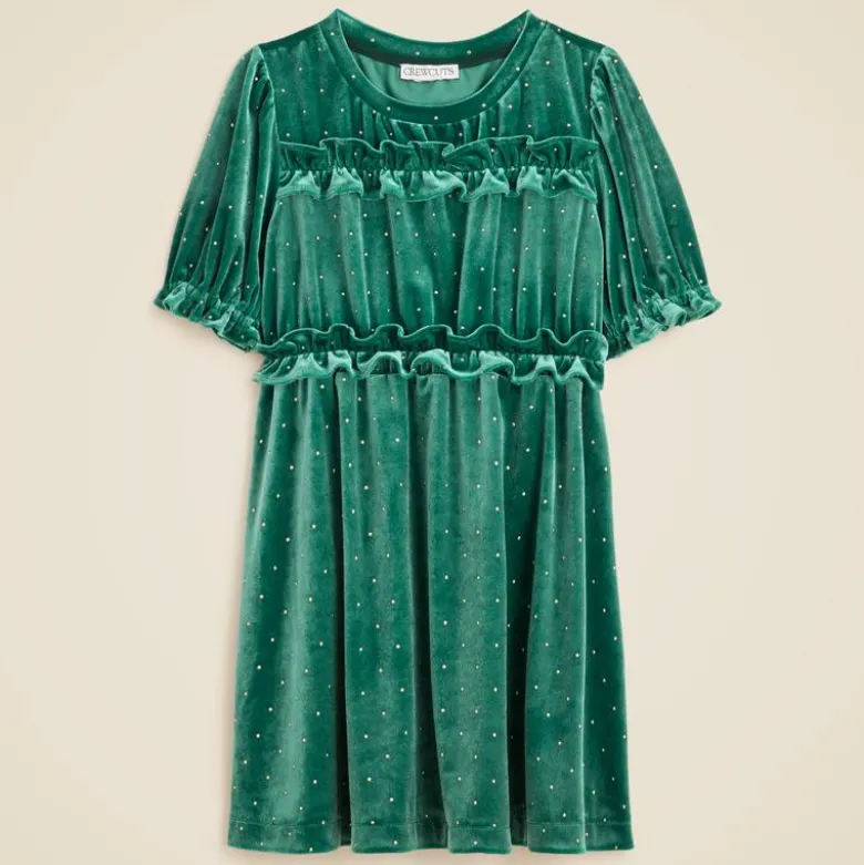 Girls' studded velvet dress