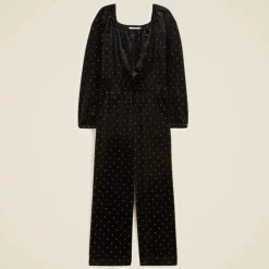 Girls' studded velvet jumpsuit