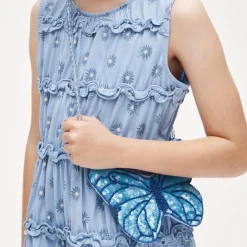 Girls' tiered lettuce-edge dress in broken-in jersey