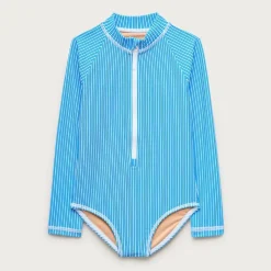 Girls' zip-up rash guard one-piece