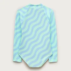 Girls' zip-up rash guard one-piece