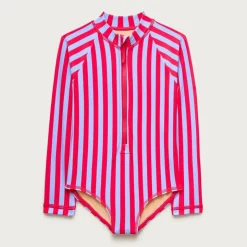 Girls' zip-up rash guard one-piece