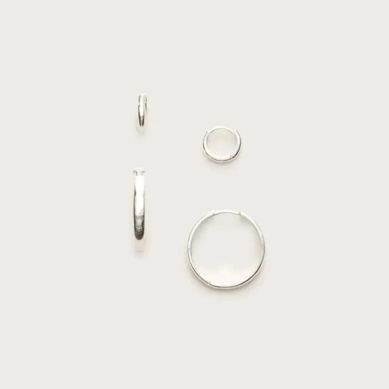 Gold vermeil hoop earrings two-pack