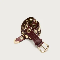 Grommet belt in Italian leather