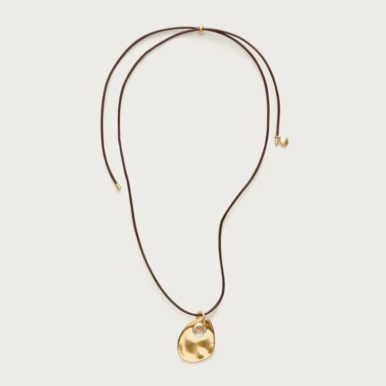 Grommet pendant necklace with leather cord