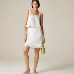 Gwen lace-trim slip skirt in linen