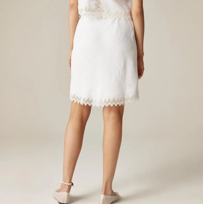 Gwen lace-trim slip skirt in linen