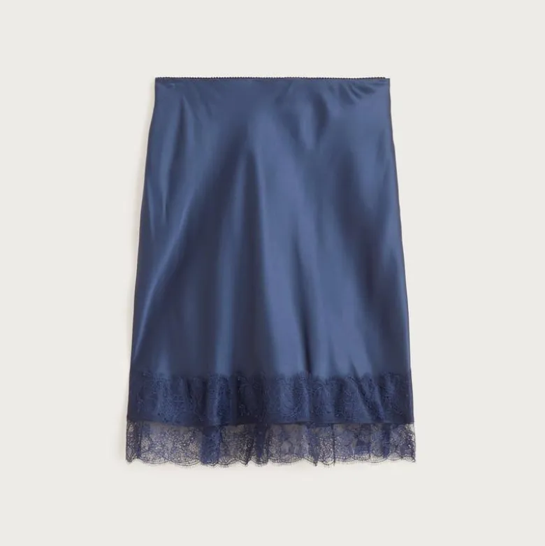 Gwen lace-trim slip skirt in luster charmeuse