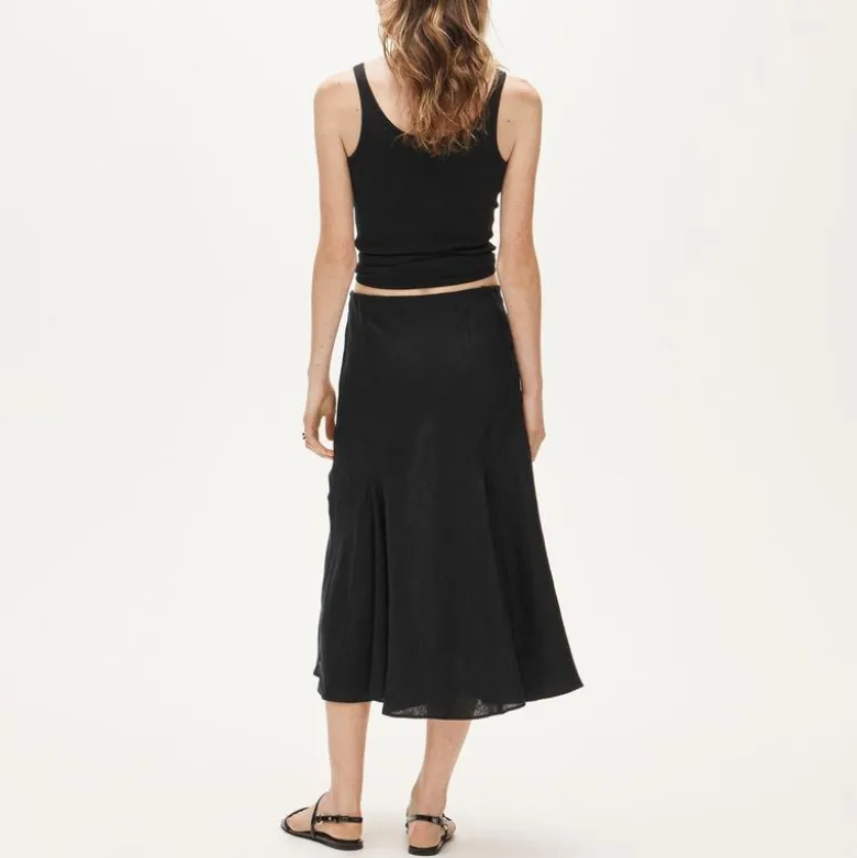 Gwyneth flounce-hem slip skirt in linen