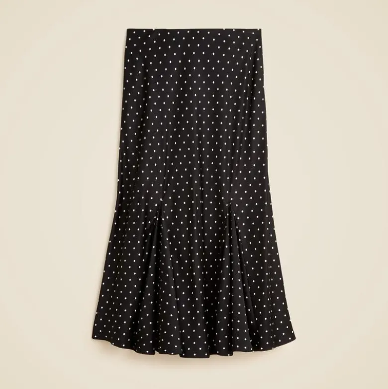 Gwyneth flounce-hem slip skirt in dot print