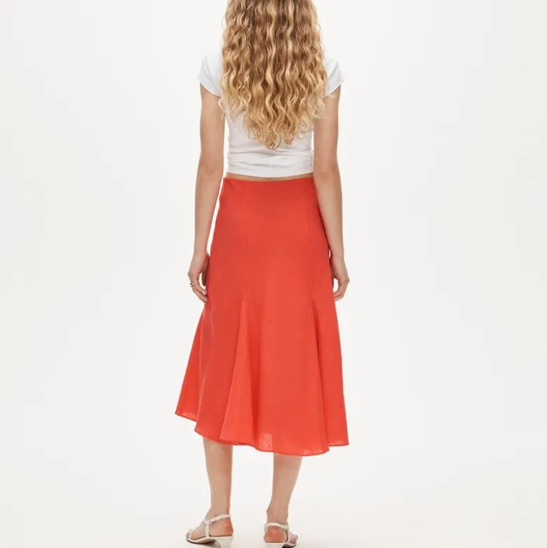 Gwyneth flounce-hem slip skirt in linen