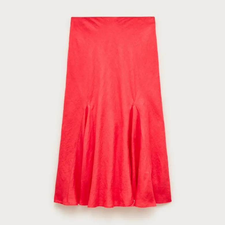 Gwyneth flounce-hem slip skirt in linen