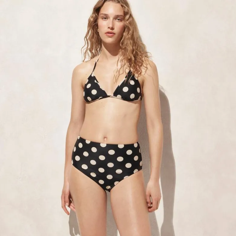 Hallie bikini bottom in dot-stripe print