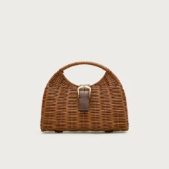Handwoven rattan cage bag