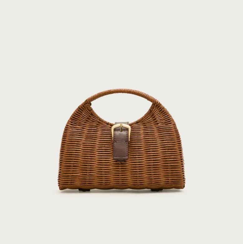 Handwoven rattan cage bag