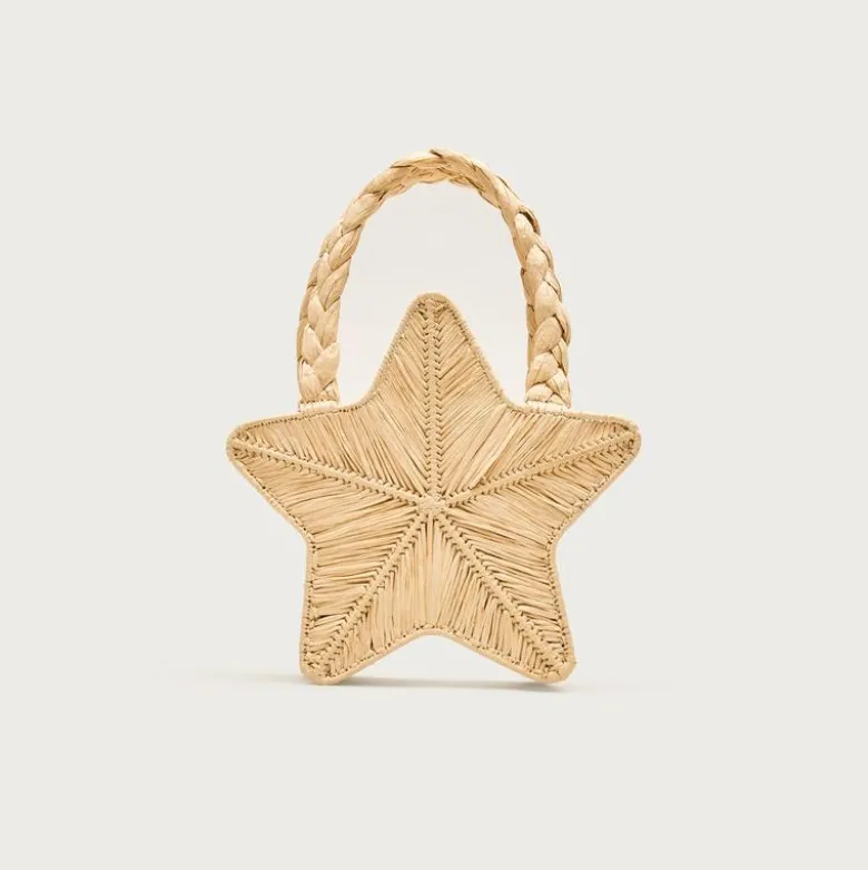 Handwoven straw starfish bag