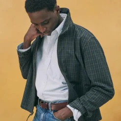 Harrington jacket in plaid with straight hem