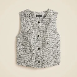 Heathered tweed crewneck vest