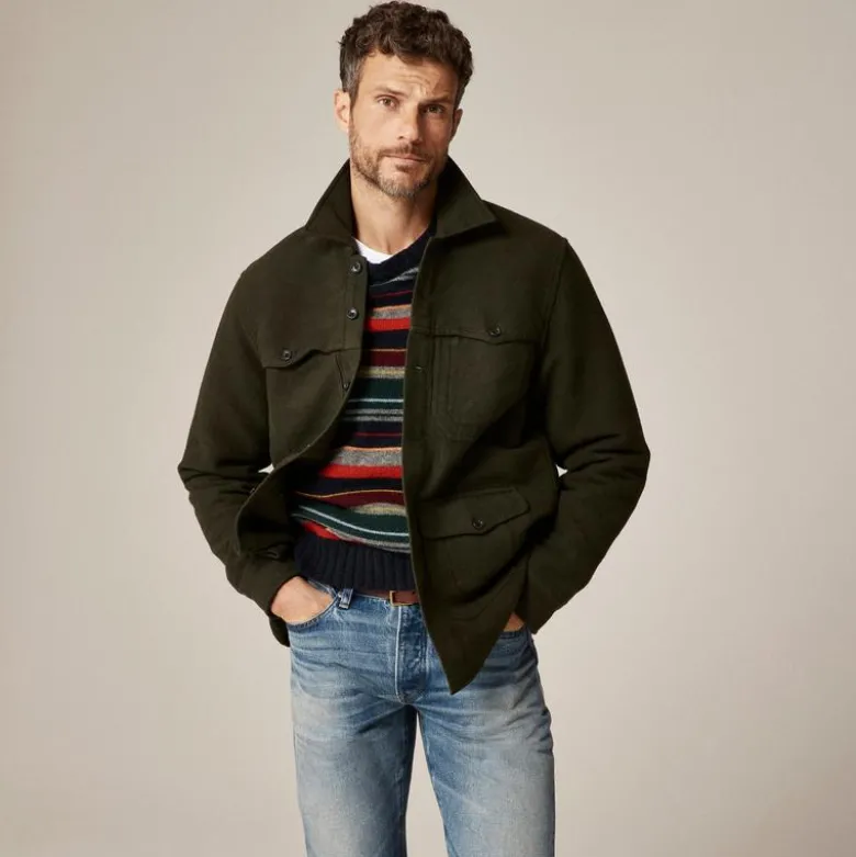 Heavyweight chamois field utility overshirt in Japanese cotton