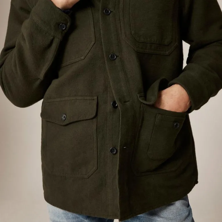 Heavyweight chamois field utility overshirt in Japanese cotton