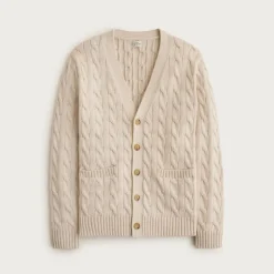 Heritage cotton cable-knit V-neck cardigan