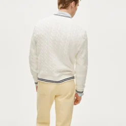 Heritage cotton tipped cable-knit sweater