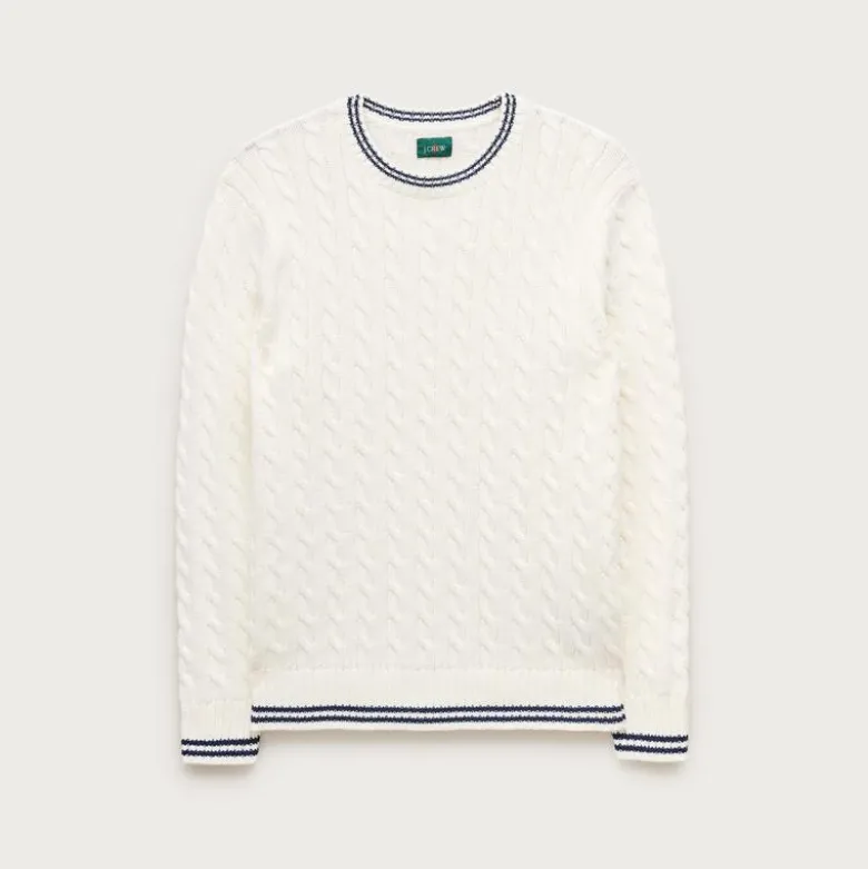 Heritage cotton tipped cable-knit sweater
