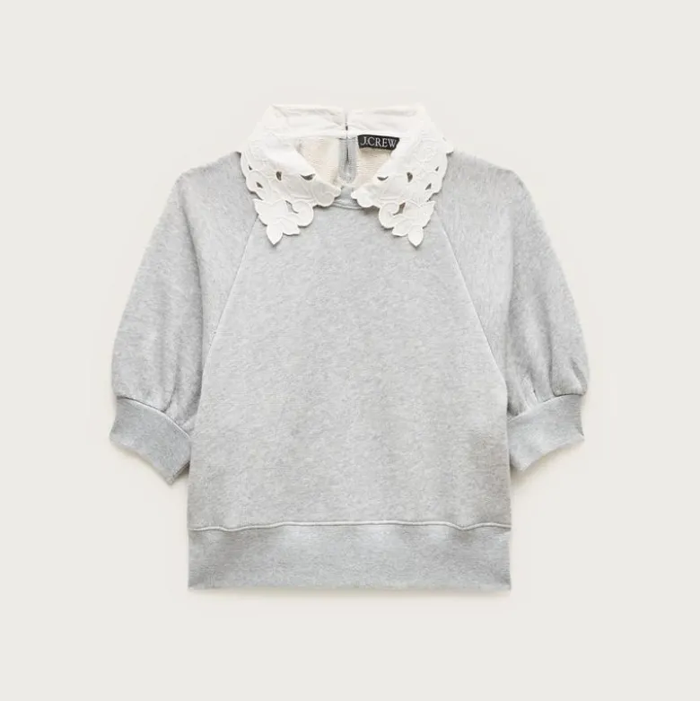 Heritage terry puff-sleeve sweatshirt with eyelet collar