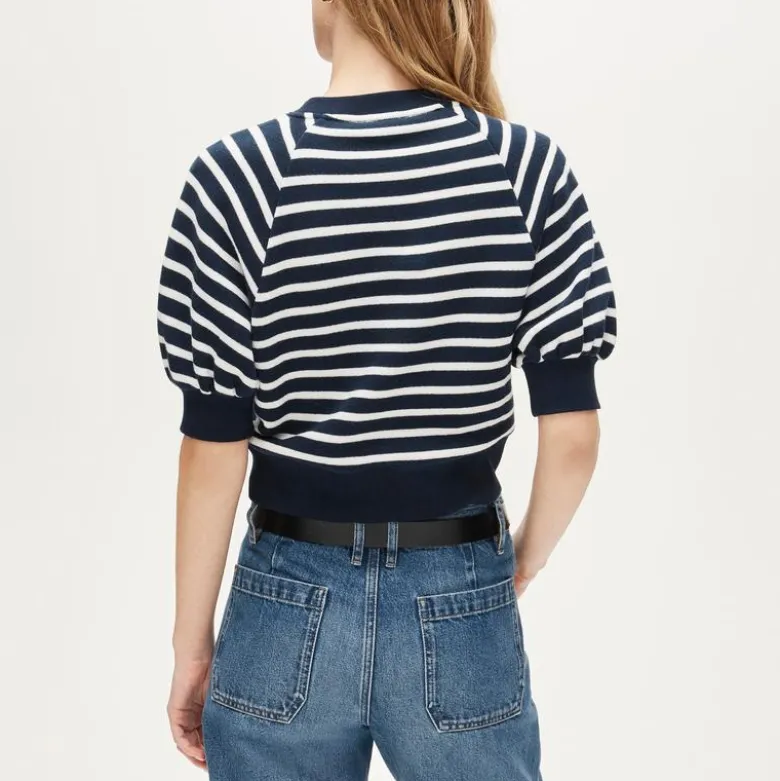 Heritage terry puff-sleeve sweatshirt in stripe