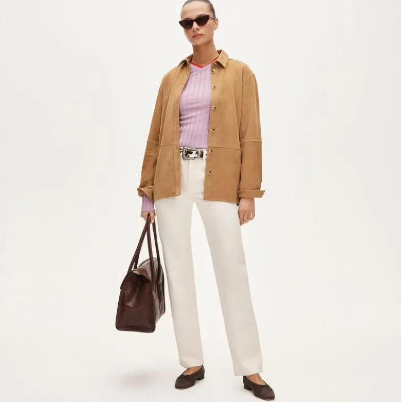 High V-neck wide-rib sweater in merino wool