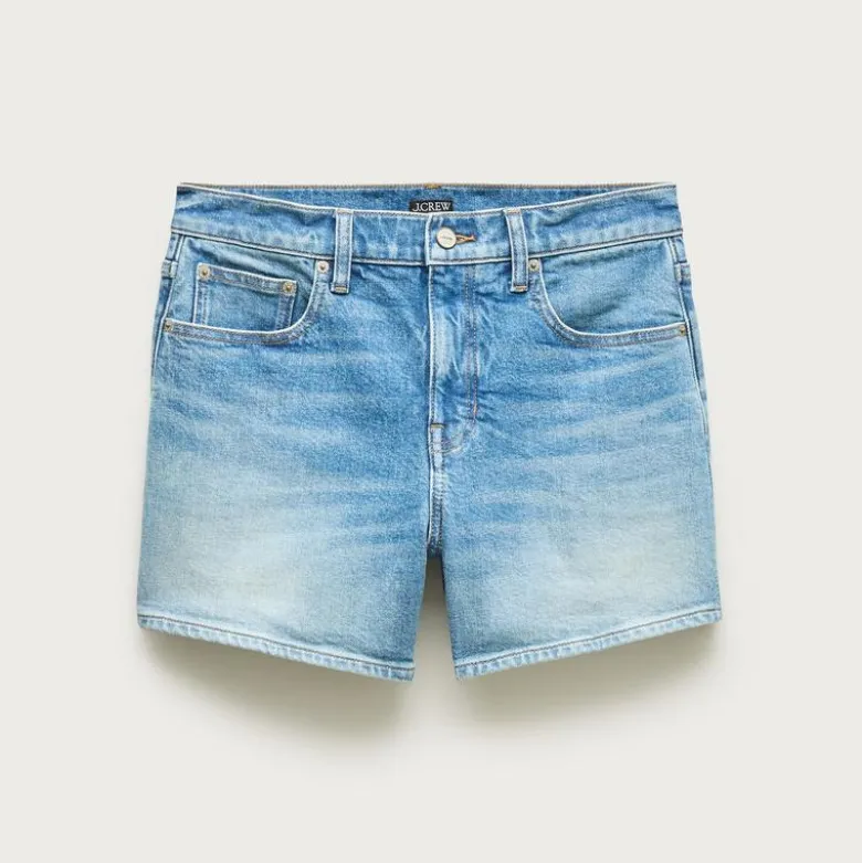 High-rise denim short