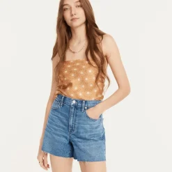 High-rise denim short in Juniper wash