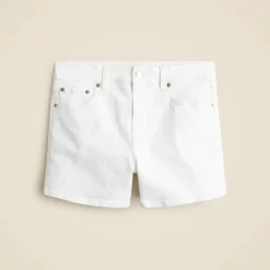 High-rise white denim short