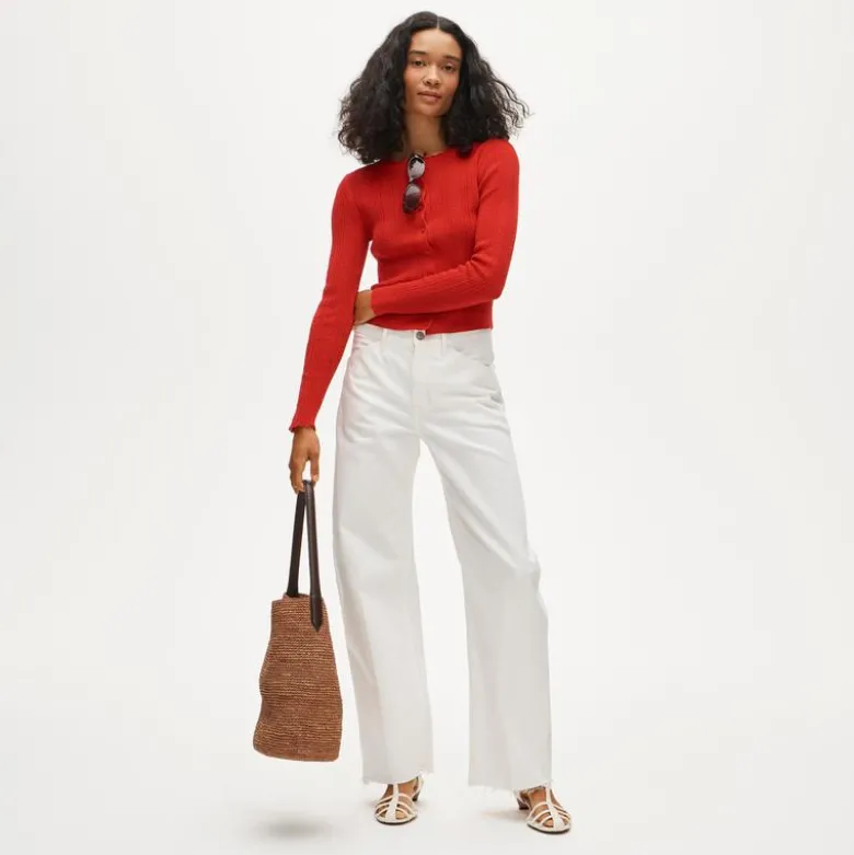 Jackie pointelle cardigan in premium ultra-fine cotton