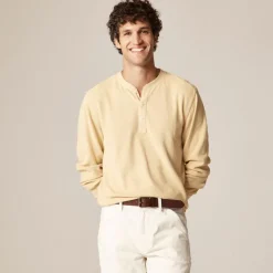 Jacquard rib-knit henley