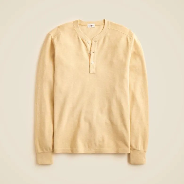 Jacquard rib-knit henley
