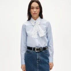 Jules classic-fit eyelet tie-neck shirt