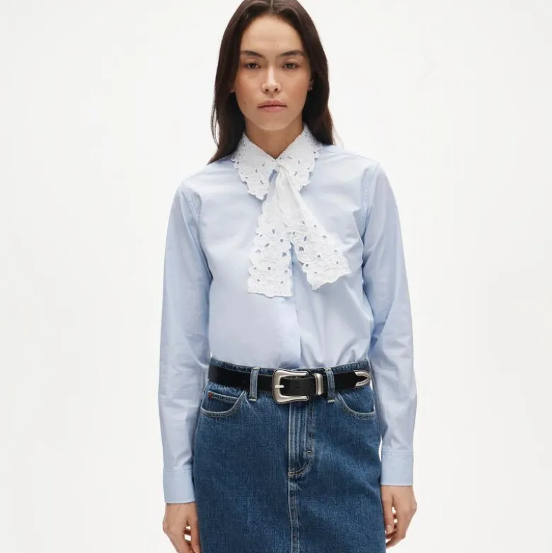 Jules classic-fit eyelet tie-neck shirt