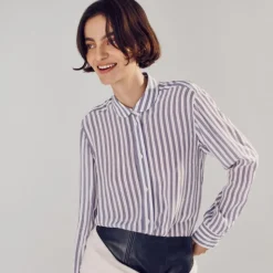 Jules classic-fit shirt in striped crepe de chine
