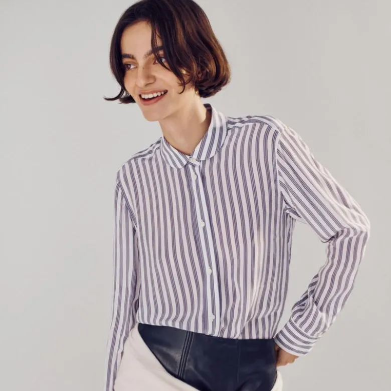 Jules classic-fit shirt in striped crepe de chine