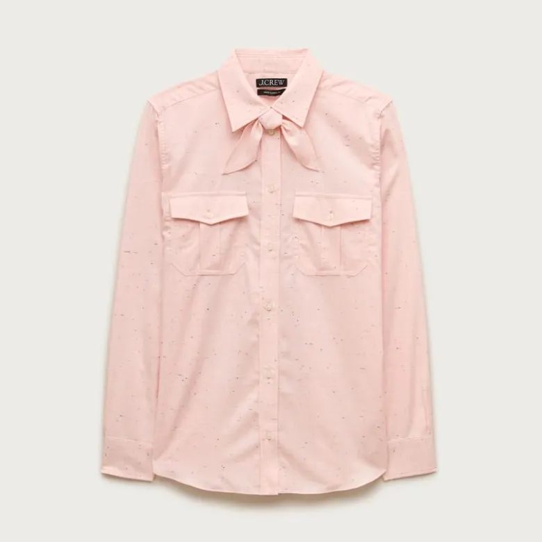 Jules classic-fit tie-neck shirt in speckles